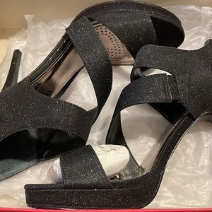 Nina Black with Silver sparkles 8 1/2 M 4” heel